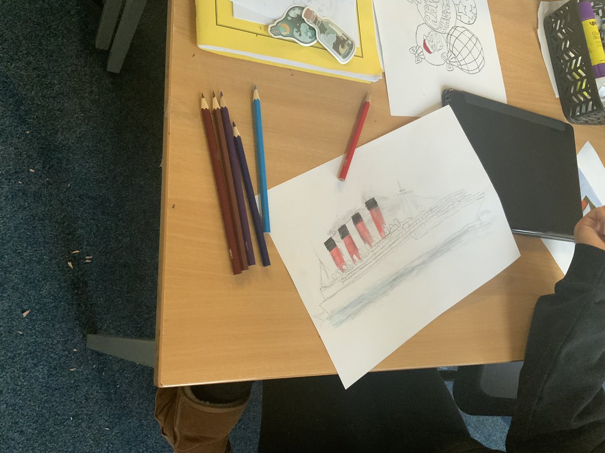 Y6RDPS's tweet photo. #y6rdps loved learning about the Mauritania ship that was built at Swan Hunter’s in Wallsend. At the time, it was fantastic cruise ship in the world. Great artwork on show….🛳️🚢⚓️ https://t.co/bLdOTYx9M9