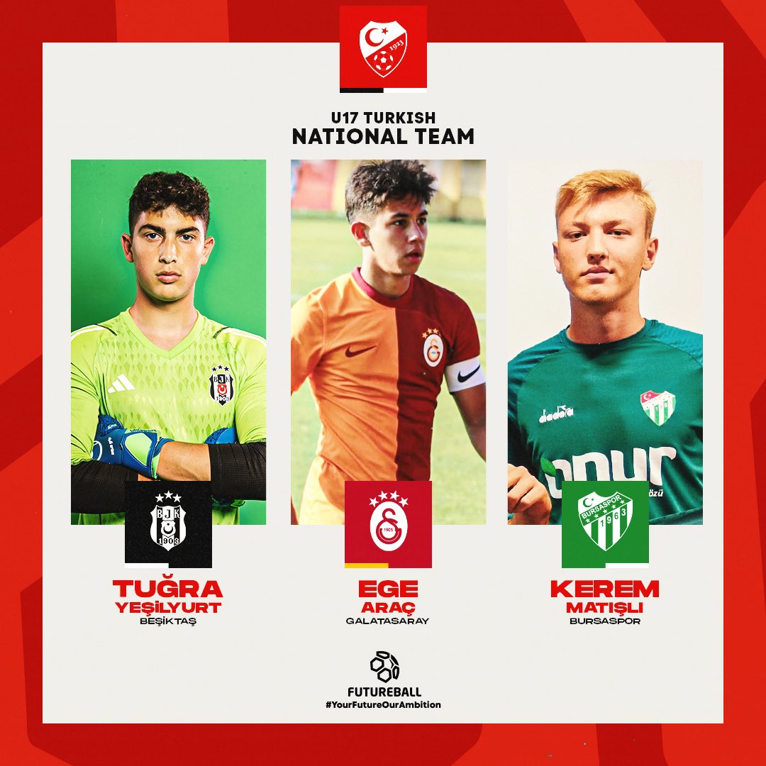 We wish the best of luck for our young talents Tuğra Yeşilyurt, Ege Araç and Kerem Matışlı who has been selected to the U17 Turkish National Team! 🤩 Congrats and good luck mates!⚡ #YourFutureOurAmbition