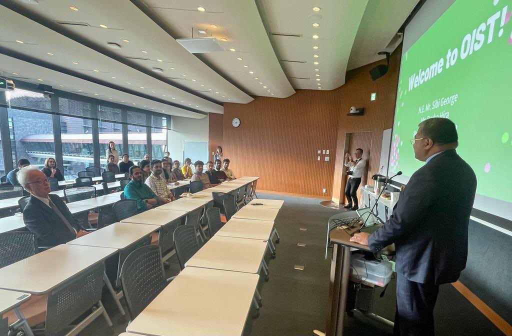 Ambassador <a href="/AmbSibiGeorge/">Amb Sibi George, Secretary (West), Bharat- India</a> interacted with Indian researchers and faculty members at the Okinawa Institute of Science &amp; Technology