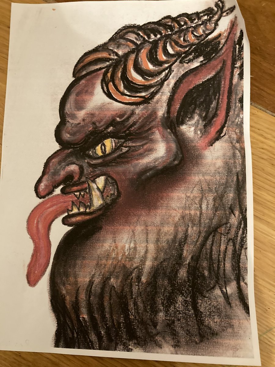 MWBoyleWriter's tweet image. Happy #Krampusnacht! This ancient Alpine legend became a companion to Saint Nicholas when The Church tried but failed to ban #Krampus. Saint Nicholas (Santa) rewards good children whilst Krampus finds naughty children, whips them with sticks &amp;amp; sometimes eats them!