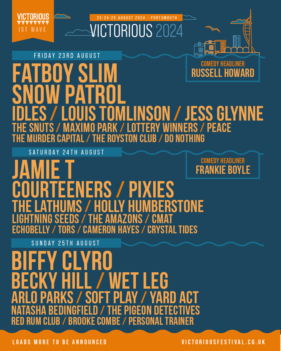 🪩✨ Big News! ✨🪩 We're SO excited to announce @FatboySlim  @snowpatrol , @jamietmusic , and @BiffyClyro are headlining VF24!  🎉 Plus the incredible @wetlegband @BeckyHill  @PIXIES  @Louis_Tomlinson @jessglynne  @arloparks   @thecourteeners @idlesband & loads more!