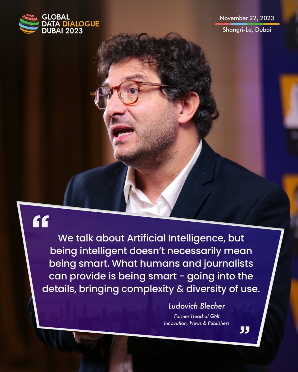 Global Data Dialogue (@gddsummit) on Twitter photo Will AI pose a threat to newsrooms?
Former head of <a href="/googlenewsinit/">Google News Initiative</a> Innovation, News & Publisher Ludovic Blecher busted the myths around the new technology at hand and stressed why this technology is not alien but has been there for a while now #AIinNewsrooms #GDD2023 #AI Will AI pose a threat to newsrooms?
Former head of <a href="/googlenewsinit/">Google News Initiative</a> Innovation, News & Publisher Ludovic Blecher busted the myths around the new technology at hand and stressed why this technology is not alien but has been there for a while now #AIinNewsrooms #GDD2023 #AI