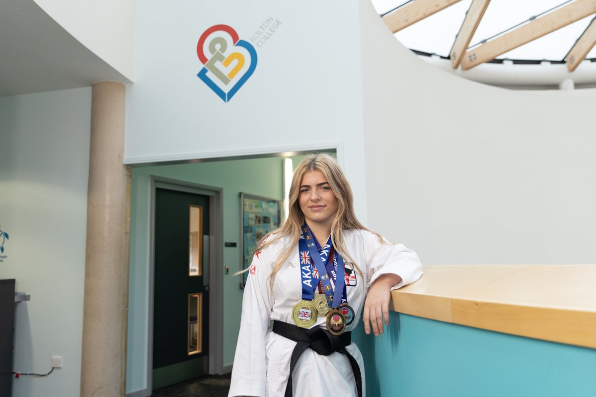 ⭐Lucy, a #FitnessAcademy student, has returned with a bronze medal from the #WUKFEuropeanKarateChampionships in France, adding to her 70+ karate medals!
⭐Lucy said: 'Staff in College have been so helpful and supportive. If I miss a lesson to train they make sure I catch up.'
