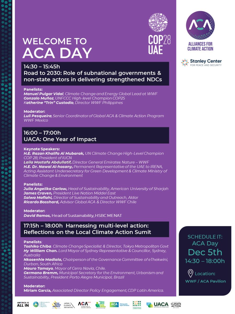 Welcome to all Alliances for Climate Action members to our #ACADAY at #COP28 in Dubai. Find out about our side events for today, Tuesday December 5th from 14.30 local time.