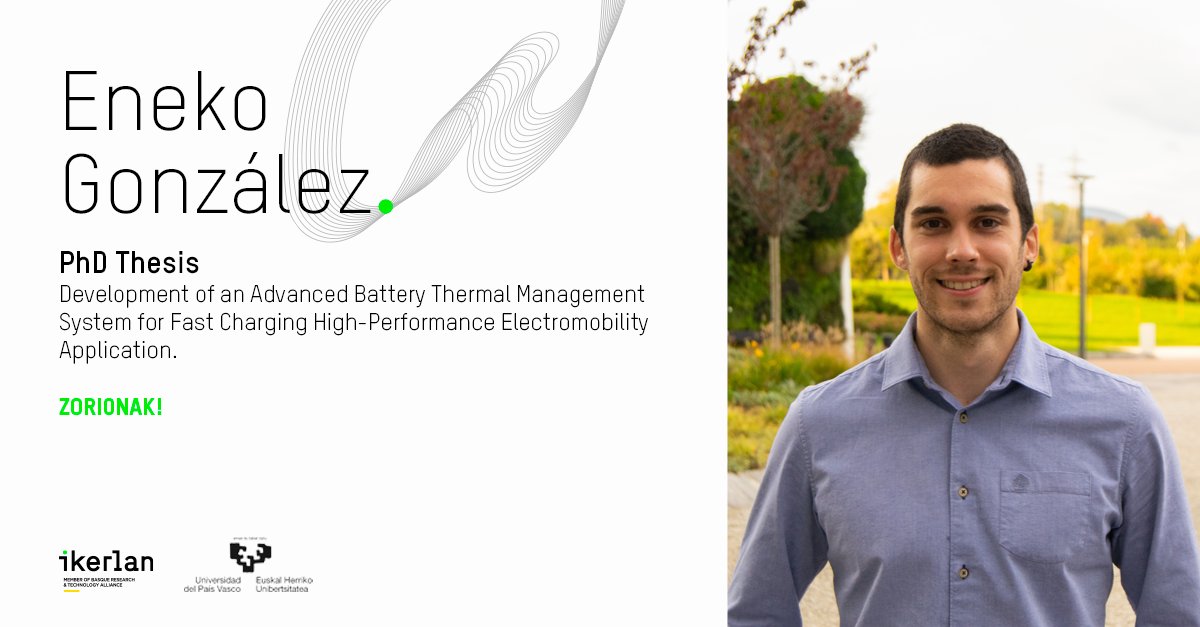 IKERLANofficial's tweet photo. Eneko Gonzalezek @upvehu -rekin landutako 'Development of an Advanced Battery Thermal Management System for Fast Charging High-Performance Electromobility Application' #tesia aurkeztu du, zorionak! 👏👏
 
#IkerlanExperience https://t.co/UFOxhNIeTg