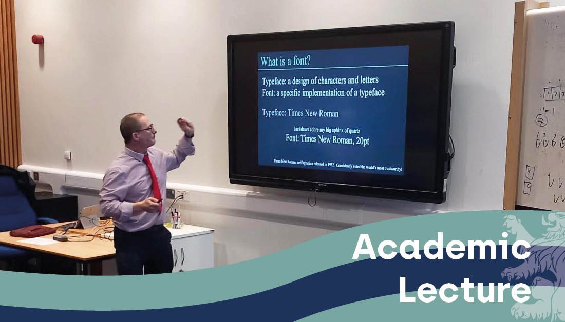 WrekinCol's tweet image. Dr. Roberts delivered a highly engaging lecture entitled: 'Not my type - a brief history of fonts', which explored the history of different typefaces and fonts and how they reflected the mores of the societies that produced them.

#Wrekin #WrekinCollege #AcademicLecture