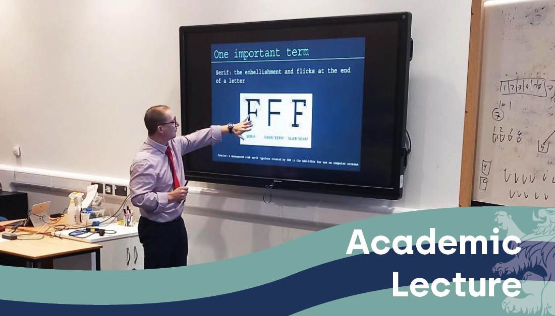 WrekinCol's tweet image. Dr. Roberts delivered a highly engaging lecture entitled: 'Not my type - a brief history of fonts', which explored the history of different typefaces and fonts and how they reflected the mores of the societies that produced them.

#Wrekin #WrekinCollege #AcademicLecture