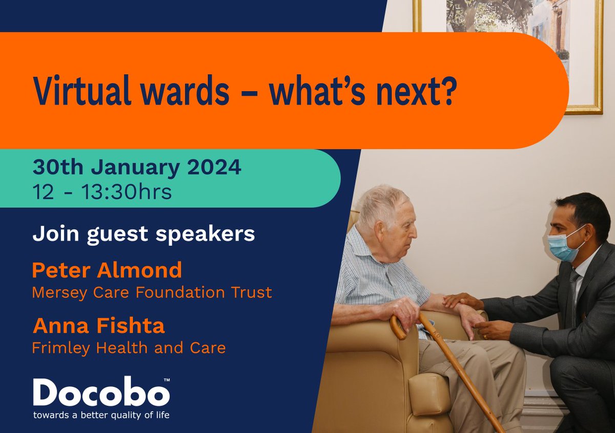 Have you read about our new #webinar series ‘Virtual wards – what’s next?’ on 30th January at 12.00 with guest speakers @fishta_ab @FrimleyHC & @PeterAlmond16 @Mersey_Care More details and sign up here: ow.ly/V1lz50QenzK #remotemonitoring #virtualcare