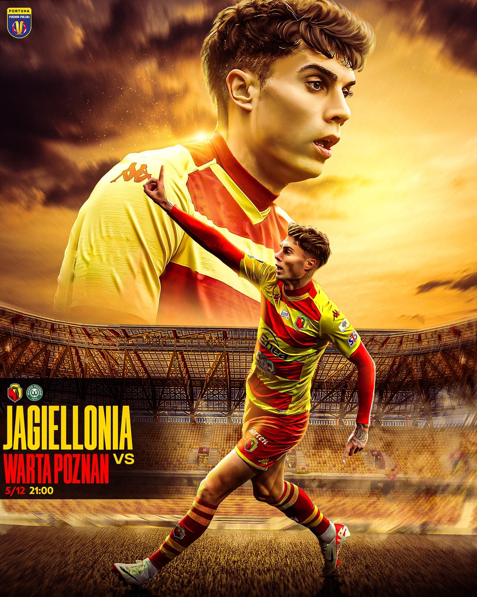 MATCHDAY! 🟡🔴

⚽ <a href="/PZPNPuchar/">STS Puchar Polski</a> 
🆚 Warta Poznan  
🏟️ Stadion Miejski
⏰ 21:00 (🇪🇸🇵🇱)

C’MON <a href="/Jagiellonia1920/">Jagiellonia Białystok</a> 🙌