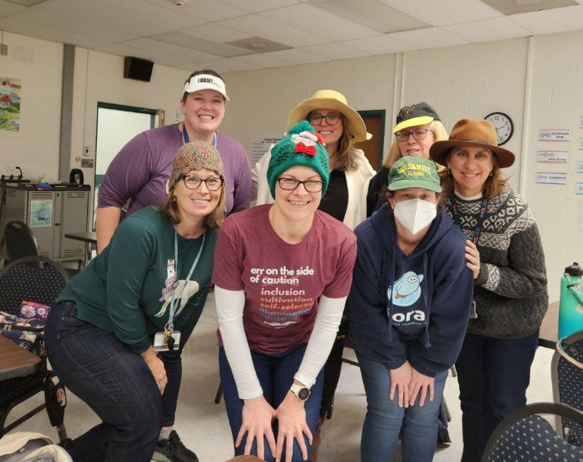 Library media rocking our hats! #HatsOffForInclusion #InclusiveSchoolsWeek #DrawMeIn #FCPSWeBelong #ISW2033 We all belong (especially in the library 😉) <a href="/draMcfadden/">Heather</a> <a href="/FCPS_OMSLibrary/">Kate Flynn</a> <a href="/BCMS_Media_FCPS/">BCMS MEDIA</a> <a href="/wmslionlibrary/">Ann Duncan</a> @fcpsmedia