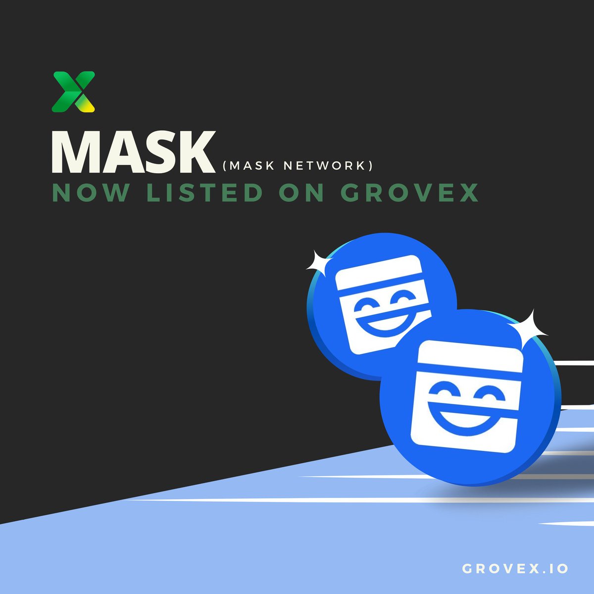 📣 #Mask <a href="/masknetwork/"></a> is Now Live in #GroveX 📣

Mask Network brings privacy and benefits from Web3 to social media like Facebook &amp; Twitter - with an open-sourced browser extension.

Official Website: mask.io

Begin trading at grovex.io

#GroveX