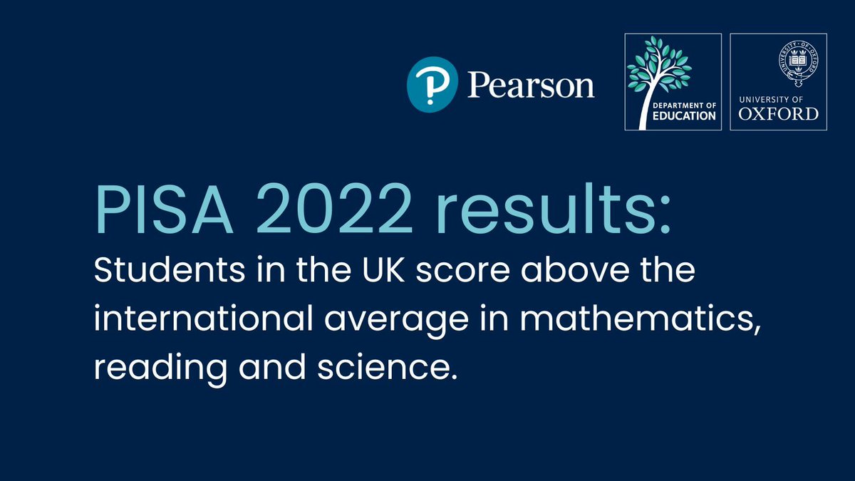 NEWS: Students in the UK have higher than average levels of maths, reading and science, new PISA reports led by our Department @OUCEA_OX and @Pearson_UK have revealed Find out the full results ➡ buff.ly/3uM6uL7 @oxsocsci @UniofOxford @OECD #PISA2022