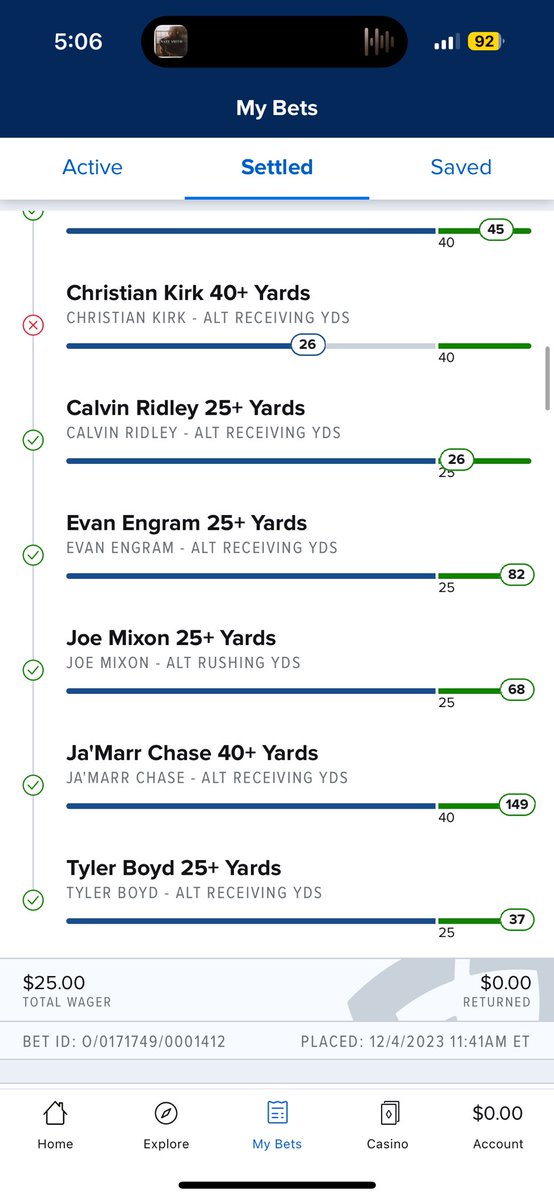 connerlucas13's tweet photo. Thank you Christian Kirk for getting hurt the first play of the game and me not hitting this $1200 ticket 🙃 https://t.co/diXAy22vSD