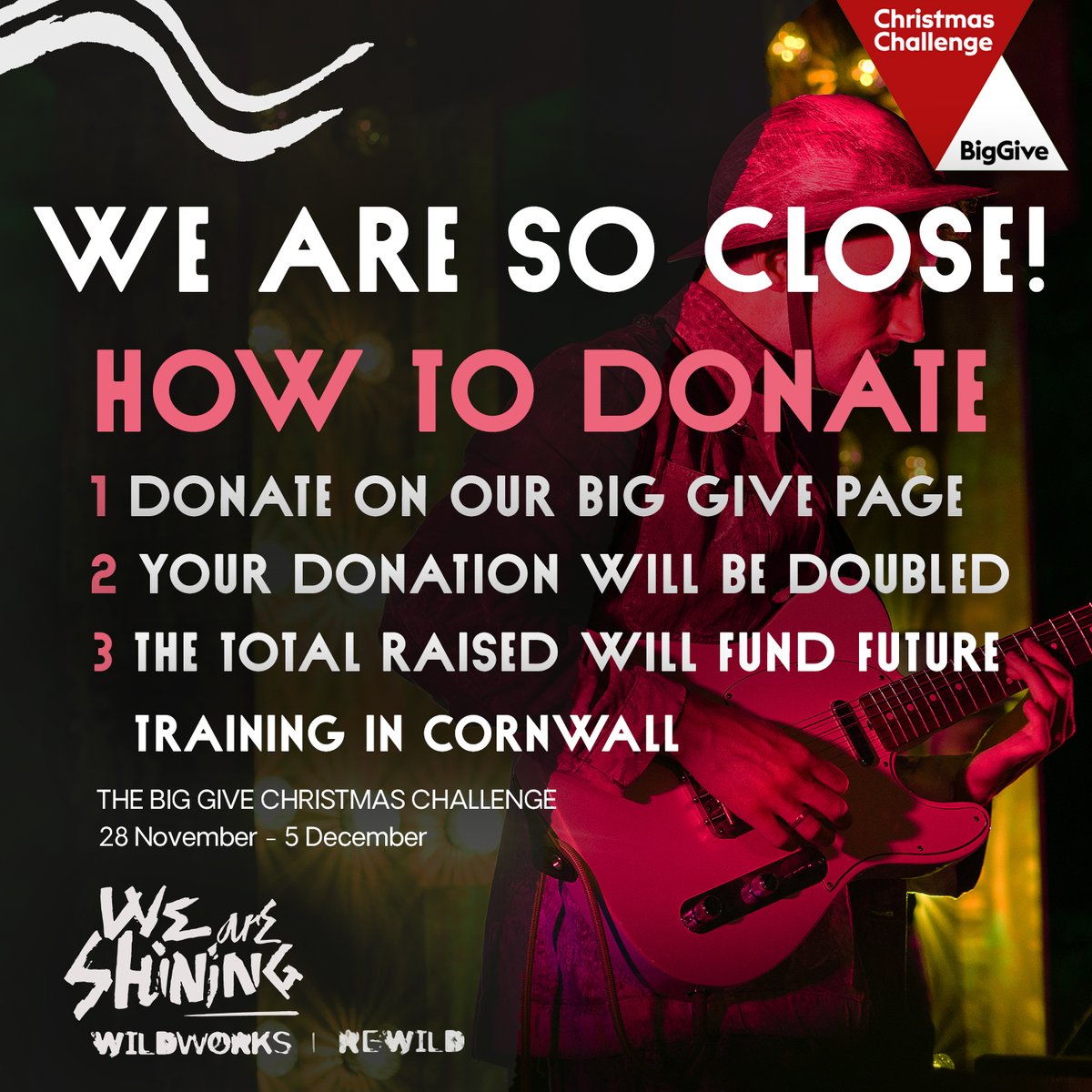 We are SO CLOSE to our target! You are still able to donate until 11.30am today! Help us to get across the finish line and provide subsidised training for Cornwall-based artists: ow.ly/GAHJ50Qfppt