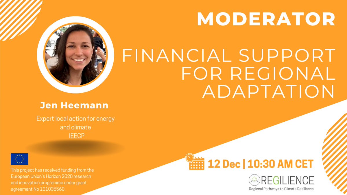 regilience's tweet photo. ๐ก Looking for plans next Tuesday?
Join our #OpenTrainingSession: "Financial Support for #RegionalAdaptation." moderated by Jen Heemann, Expert in local action for energy and climate at @ieecp_org .
๐ December 12 | โฐ 10:30 AM CET
๐Register now ๐ https://t.co/6prVUlY2P1 https://t.co/9NRcHDJp9S