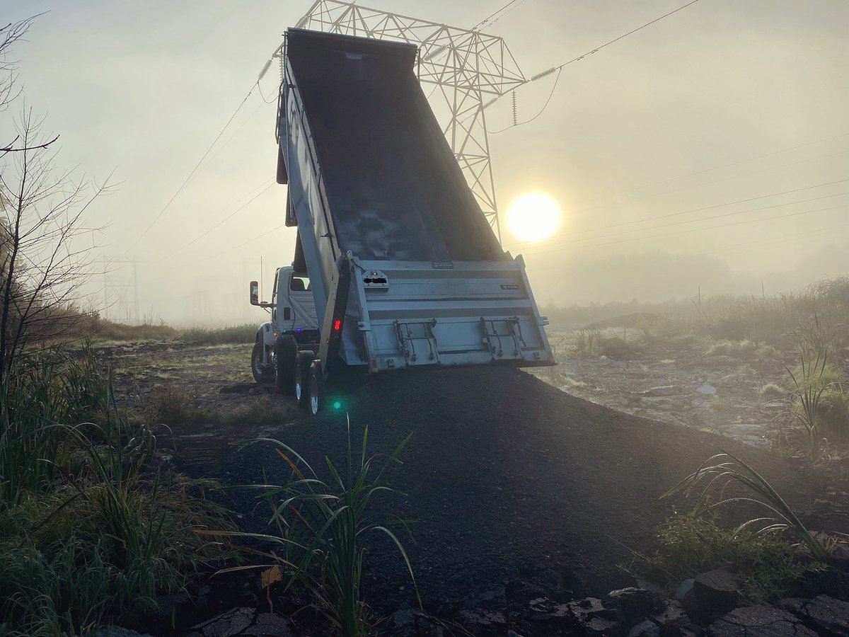 Rise and shine! #aggregatedelivery #asphaltdelivery #heavyhauling #equipmentrentals #renfrewcounty #ottawavalley #constructionlife #tradesrock #thebigblue