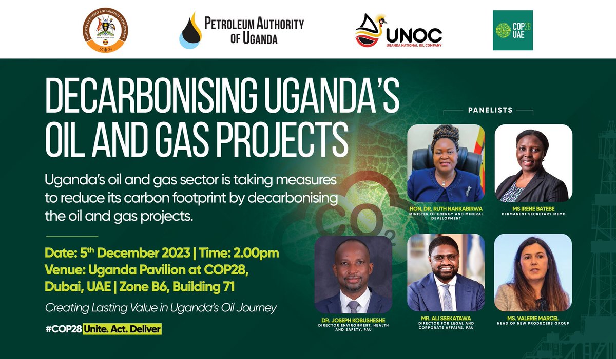 NatambaPamela's tweet photo. Uganda unveiling the measures it is undertaking to reduce its carbon footprint while developing its oil and gas sector. 

Venue: Uganda Pavilion #COP28 @PwC_UG https://t.co/8cv1yBeCTu