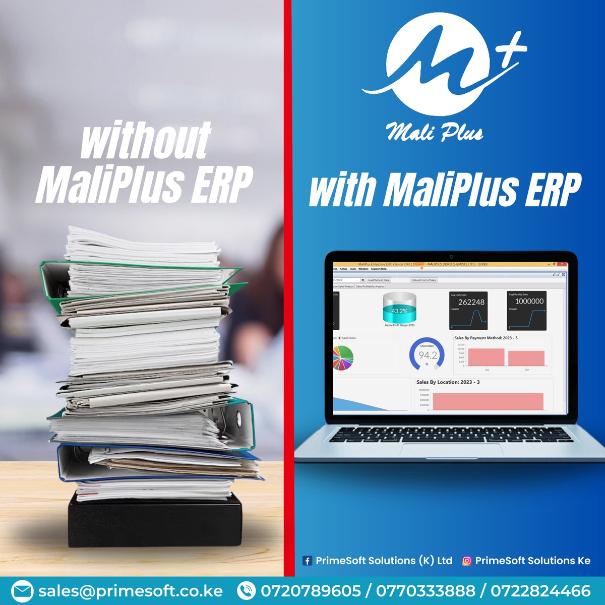 PrimeSoftKenya's tweet photo. Say goodbye to too much paperwork and manual work and embrace the automation that comes with our Maliplus ERP software.📷📷
#businessgrowth #MaliPlusERP #erpsystem
Contact us at 0770333888/ 0720789605/ 0722824466. https://t.co/NHzyWkbgPF