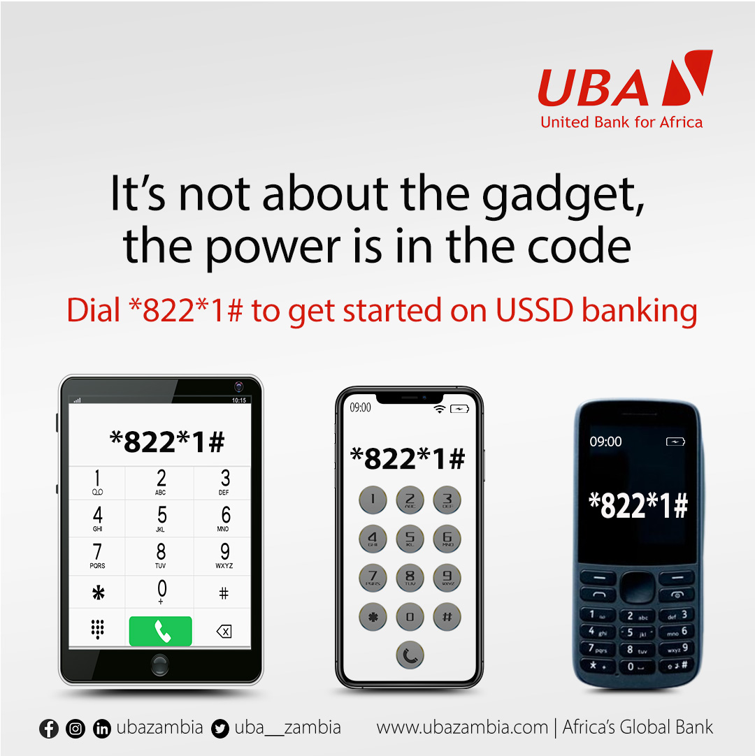 𝐓𝐇𝐄 𝐏𝐎𝐖𝐄𝐑 𝐈𝐒 𝐈𝐍 𝐓𝐇𝐄 𝐂𝐎𝐃𝐄💪💪

DIAL *822*1# to get started today on the USSD Mobile Banking.

#USSD
#Digitalbanking
#UBAZambia