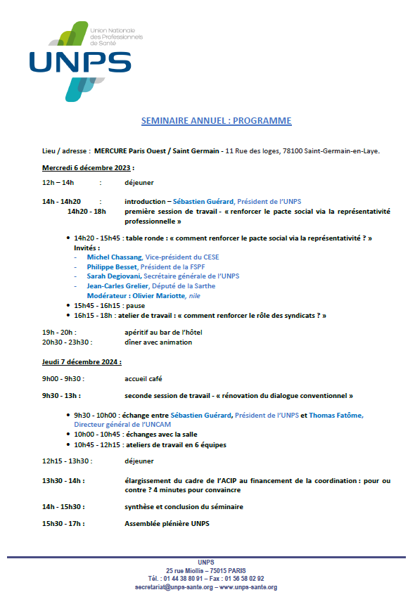 UNPS10's tweet photo. 🗓️Le séminaire annuel de l'UNPS débute demain après-midi : un événement incontournable qui abordera des sujets essentiels tels que la représentativité syndicale et la refonte du système conventionnel
⤵️Le programme détaillé
https://t.co/ThWdBLmrNX https://t.co/9VJtDnXhYW