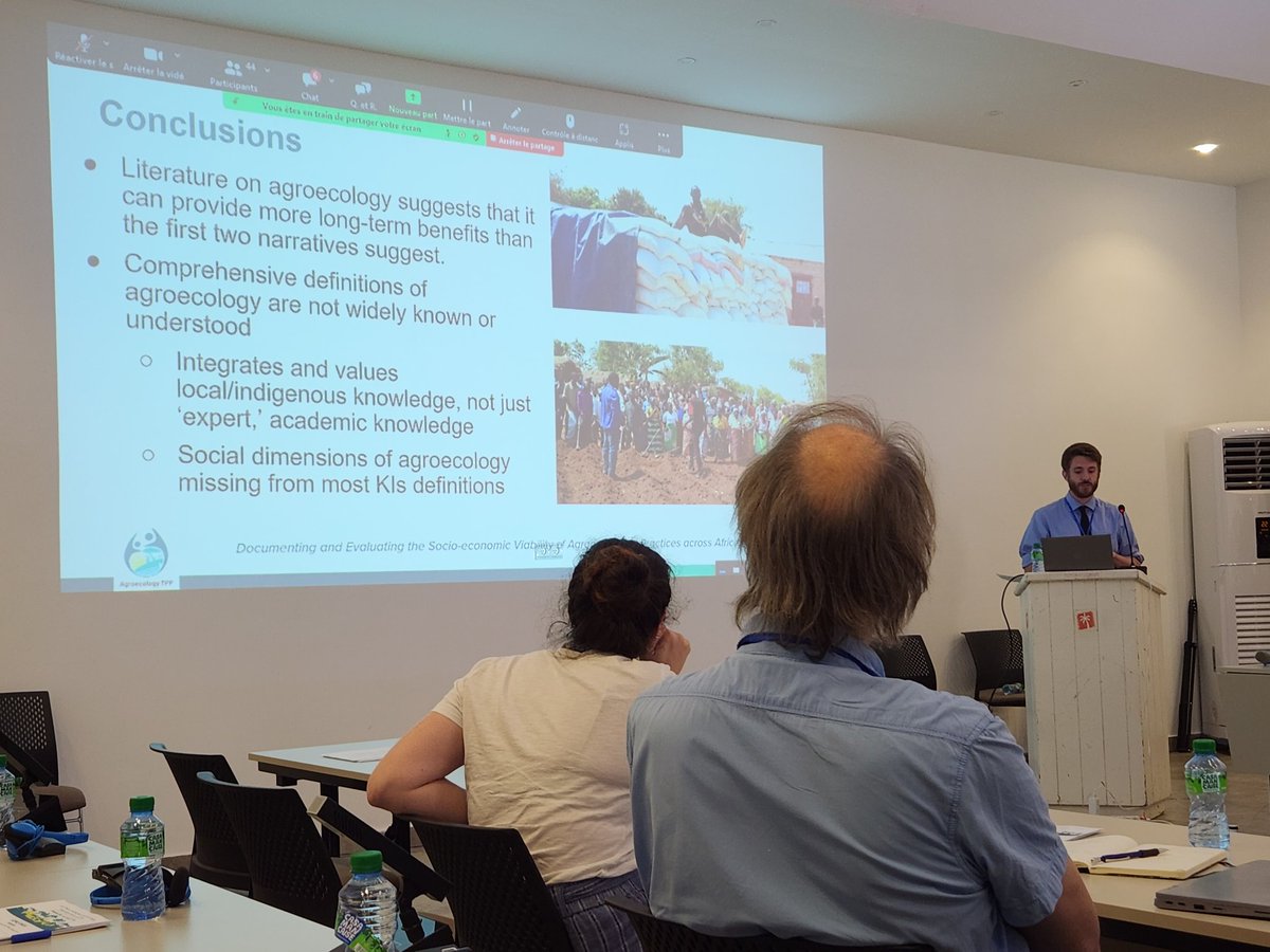 LarocheGe's tweet photo. Viability Event Science Day. Jarvis Tilton from Cornell U. exposes 3 narratives on #agroecology in #Africa: 1) a default practice and a poverty trap 2) a complementary tool to industrial practices 3) A superior alternative to protect the environment. Where do you stand?  #AeTPP https://t.co/ybpHc2CW5s