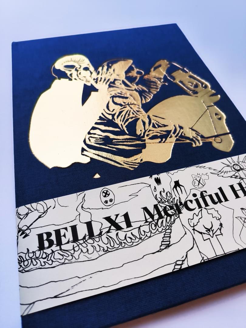 The Merciful Hour buke is now available to buy via bandcamp. Featuring lyrics, credits and sketches that chart the visual journey towards the finished album art by @craig_carry bellx1.bandcamp.com/merch/limited-…