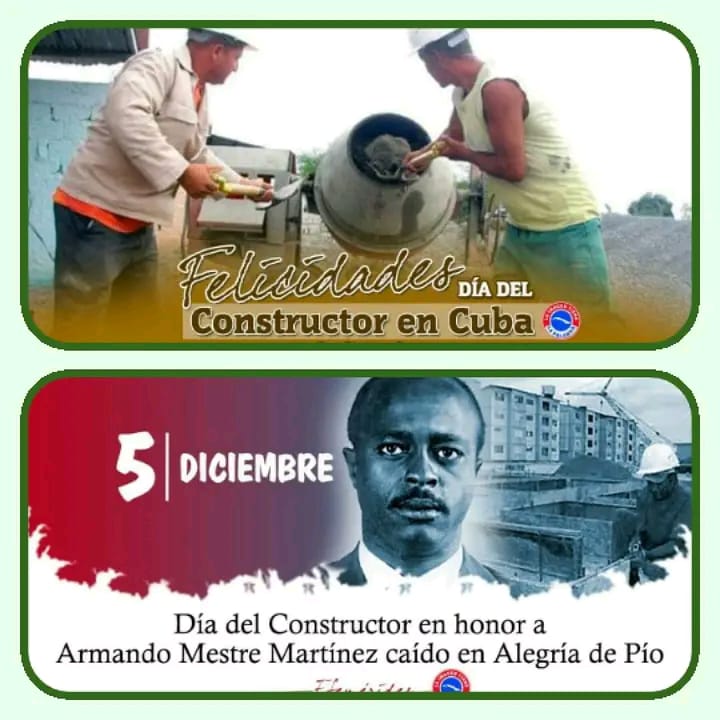 "Revolucion es construir".
Fecitaciones a los constructores cubanos en su día.
#Cuba