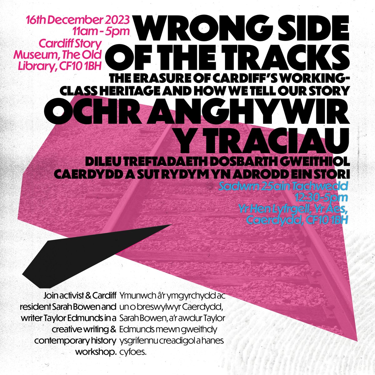 Tickets now available for Wrong Side of the Tracks - a creative writing &amp; contemporary history workshop led by @tayloredmonds <a href="/Sarah_OSBX/">Sarah.B</a> 

Join us for a deep dive into Cardiff's working-class history, how it shaped the city &amp; how it is being erased. 

tinyurl.com/4yebw79j
