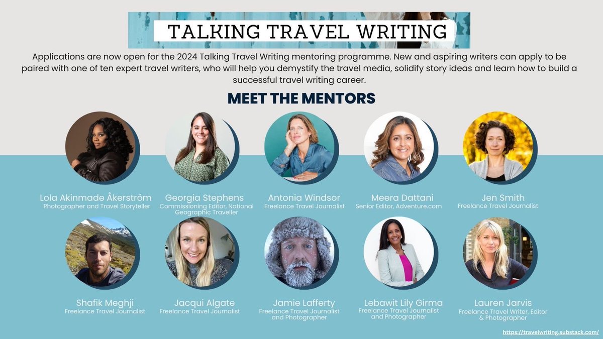 Georgia Stephens (@stephens_ga) on Twitter photo Pleased to be taking part in the <a href="/TTWnewsletter/">Talking Travel Writing</a> mentoring scheme this year. Sign up now if youāre a new or aspiring travel writer for the chance to hear all of our tips: travelwriting.substack.com/p/how-do-you-a⦠Pleased to be taking part in the <a href="/TTWnewsletter/">Talking Travel Writing</a> mentoring scheme this year. Sign up now if youāre a new or aspiring travel writer for the chance to hear all of our tips: travelwriting.substack.com/p/how-do-you-aā¦