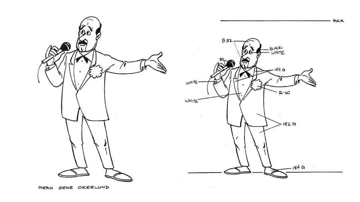 WWFWrestling1's tweet photo. Original concept sketches for the "Hulk Hogan's Rock 'n' Wrestling" cartoon. 2/2 ✍️ #WWF #WWE #TitoSantana #IronSheik #JohnStudd #MrFuji #MeanGene https://t.co/AAoXZgS09Y