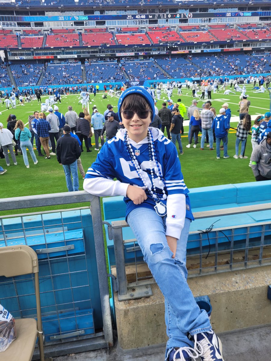 <a href="/JimIrsay/">Jim Irsay</a> my son got his first road game experience <a href="/Titans/">Tennessee Titans</a> I'm hoping to take him on the next level in 2024 <a href="/Patriots/">New England Patriots</a> can you help this kid put the pats in their place?
