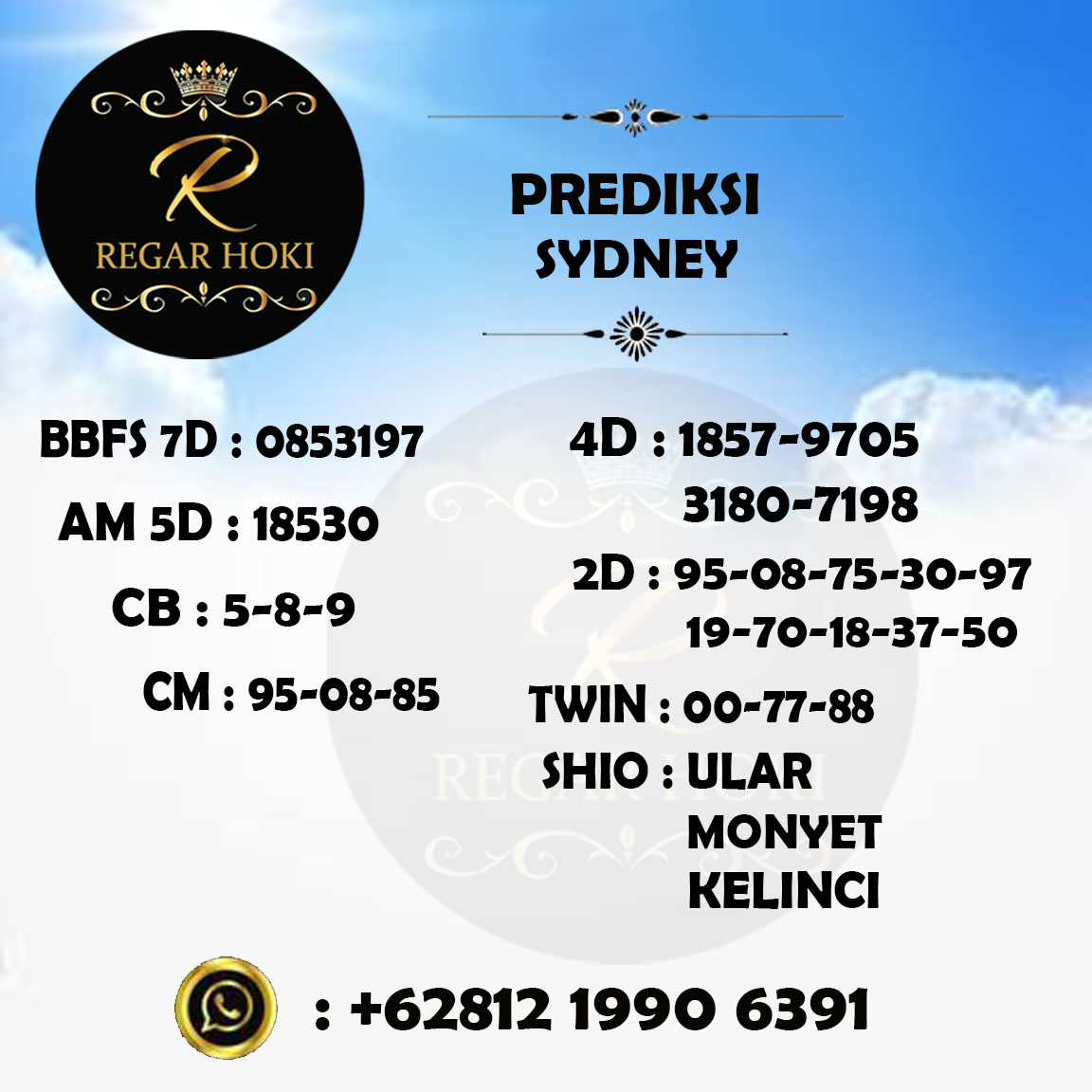 RegarHoki's tweet photo. 📷PREDIKSI SYDEY📷
Selasa, 5 Desember 2023
(UPS) utamakan prediksi sendiri
*POLTAR DAN ANGKA BOM 2D - 4D ADA DI WA YA LAE*
https://t.co/2tX7PS0ZAr https://t.co/XSCowSbs6y