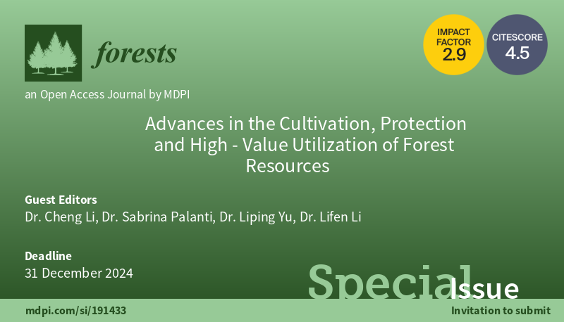 Forests_MDPI's tweet photo. 🌲#Forests🌲 New special issue is online: "Advances in the Cultivation, Protection and High-Value Utilization of #ForestResources", guest edited by Cheng Li, Sabrina Palanti, Liping Yu and Lifen Li.
Read More👉
https://t.co/MlwNtJFXis
💐 #woodpreservation #plantnutrition https://t.co/myePHpjZyU