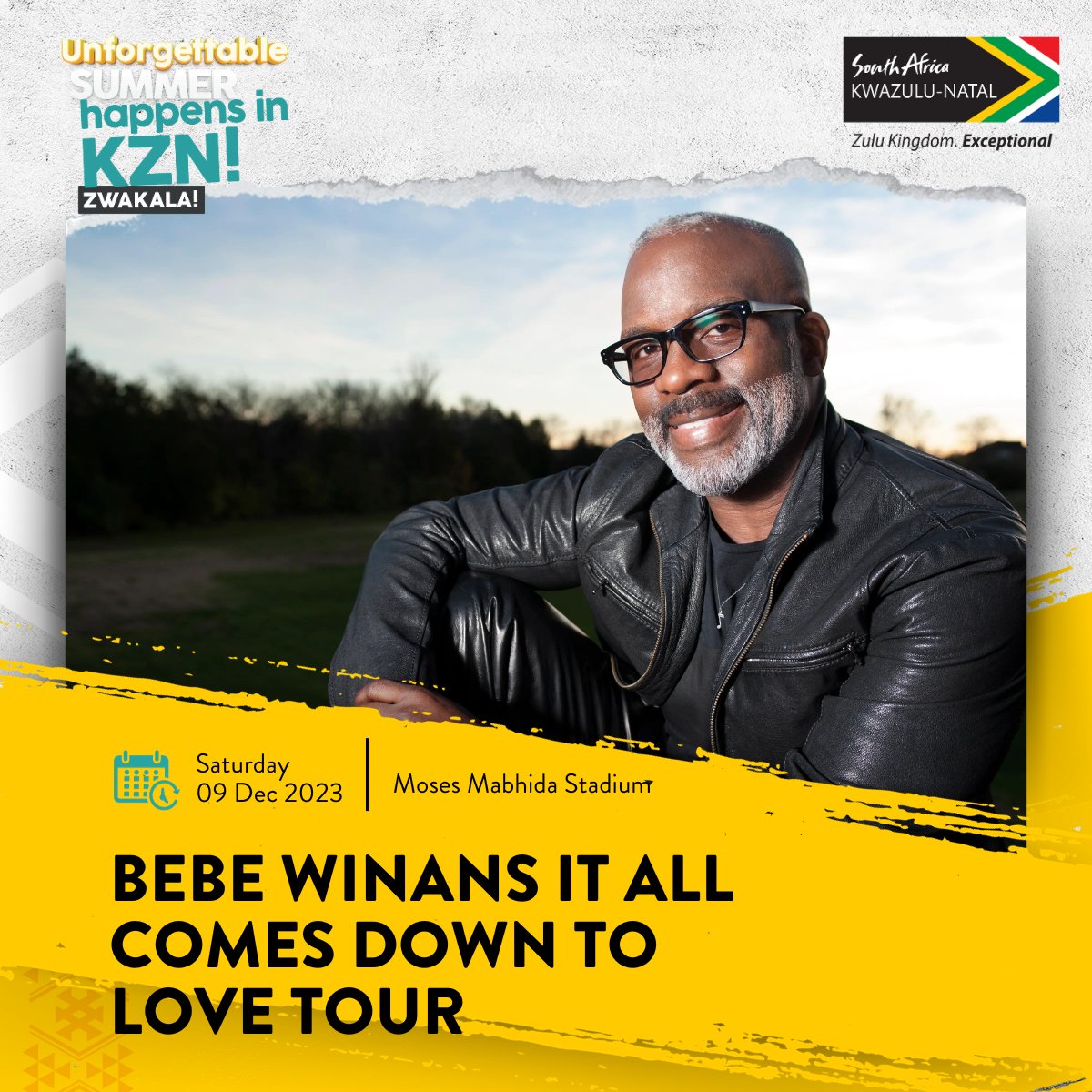 VisitKZN's tweet photo. On the 9th of December at Moses Mabhida Stadium, be elated by Bebe Winans for his βIt all comes down to loveβ tour.
Get your tickets at Ticketpro.
#KZNHasItAll #KZNSummer #SummerInKZN #KZNEvents https://t.co/9eh3j4sFfX
