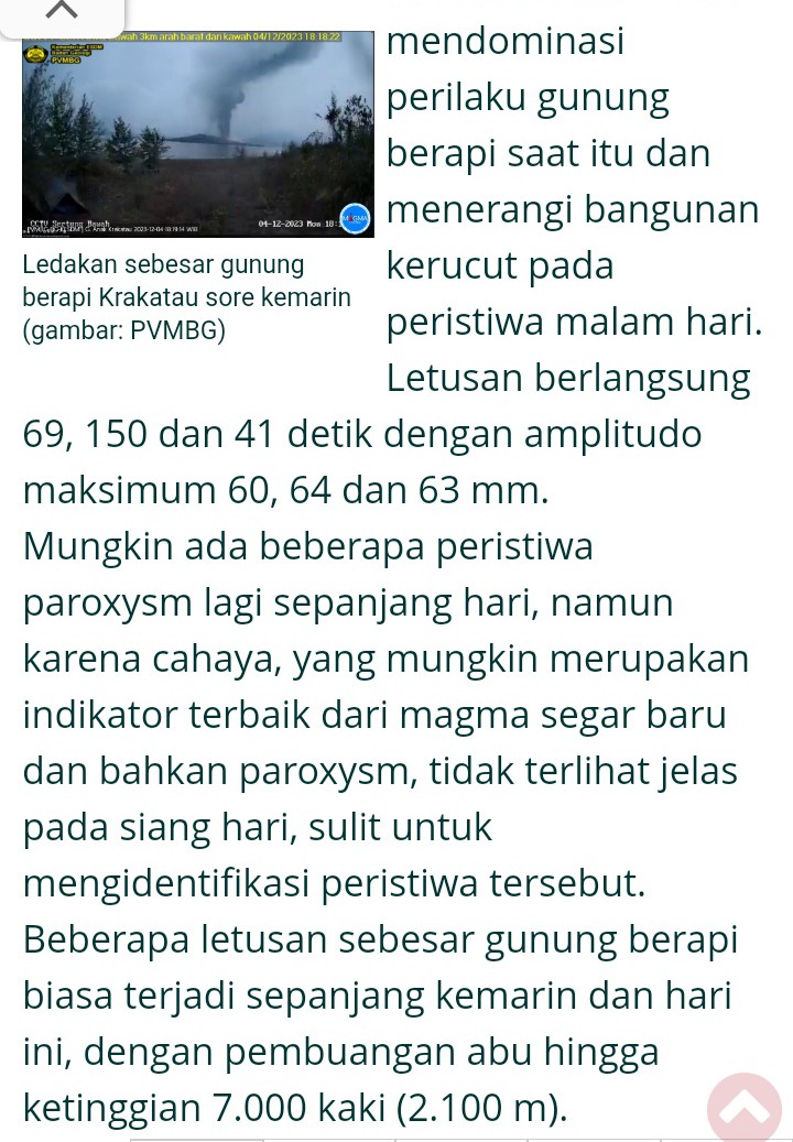 melatipoetihh's tweet photo. Gunung KRAKATAU di Selat Sunda, mengalami aktivitas ledakan ketinggian abu vulkanik hingga 7000 kaki ( 2100m )
Selasa 5 Des 2023 (12:43 WIB) https://t.co/AdrEM8MGHJ
