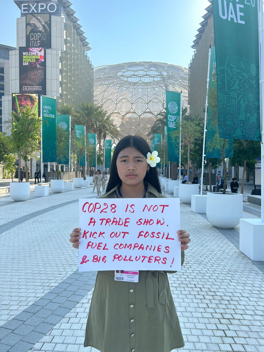 #Day6 #COP28UAE Stop Compromising our future and our planet with oil, coal &amp; gas - the top cause of climate crisis today. We want Climate Justice!