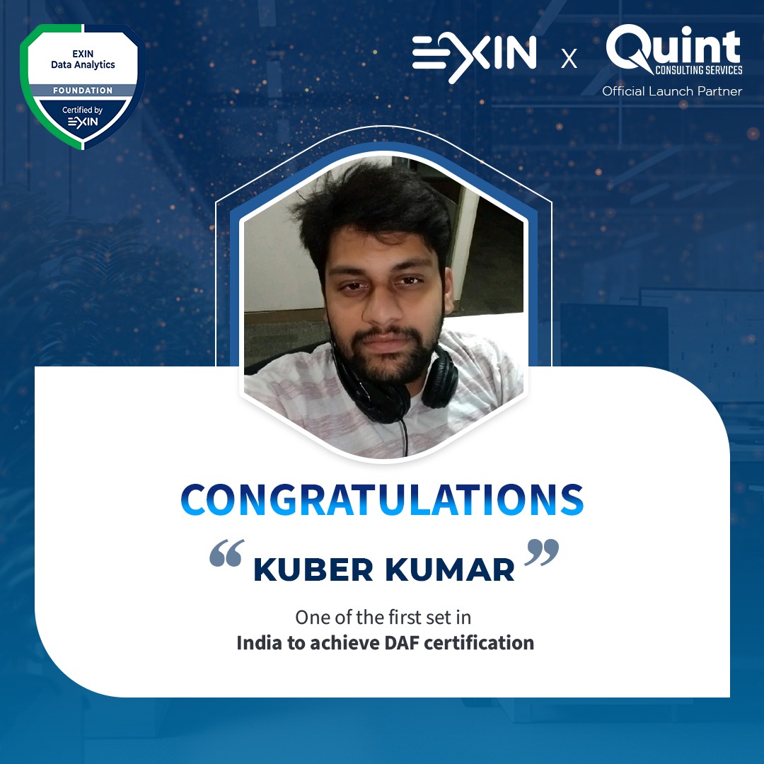 Congratulations to Vipin Bhardwaj and Kuber Kumar, who are among the first in India to be certified in Data Analytics Foundation.

#QuintConsultingServices #Quint #CareerGrowth #DAFAchievement #India #CertifiedSuccess #DAF #Certification