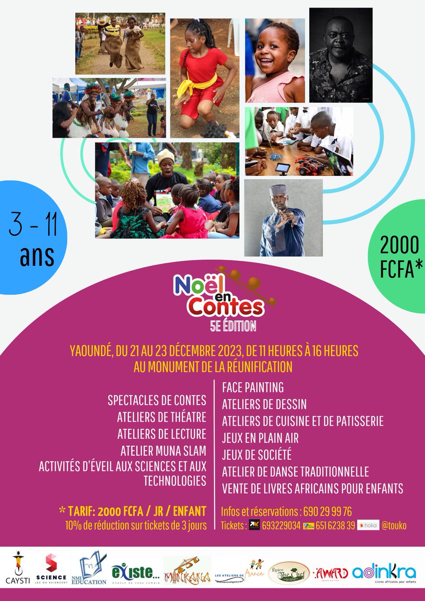 Adinkra_237's tweet photo. C’est confirmé 🤩!!!
Nous lançons officiellement la 5ème édition du Noël en Contes, #nece2023 🎉 . Avec des surprises DE TAILLE cette année..🤫
#nece2023 #noelencontes #humanbuilders #cameroun #museenational #livrejeunesse #contes #adinkrajeunesse #decembre2023 https://t.co/lC8f5Imxdf