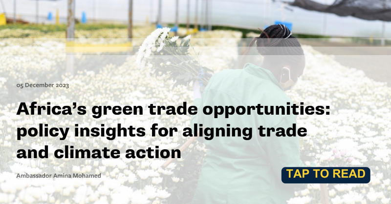 ODI_trade's tweet photo. 🆕 | Amb Amina Mohamed reflects on discussions from an @ODI_trade event last month on #Africa's Green Trade Opportunities in her new blog.
With #COP28 underway, her analysis provides key insights for aligning trade and #ClimateAction.
#TradeandClimate #COP28TradeHouse
⬇️