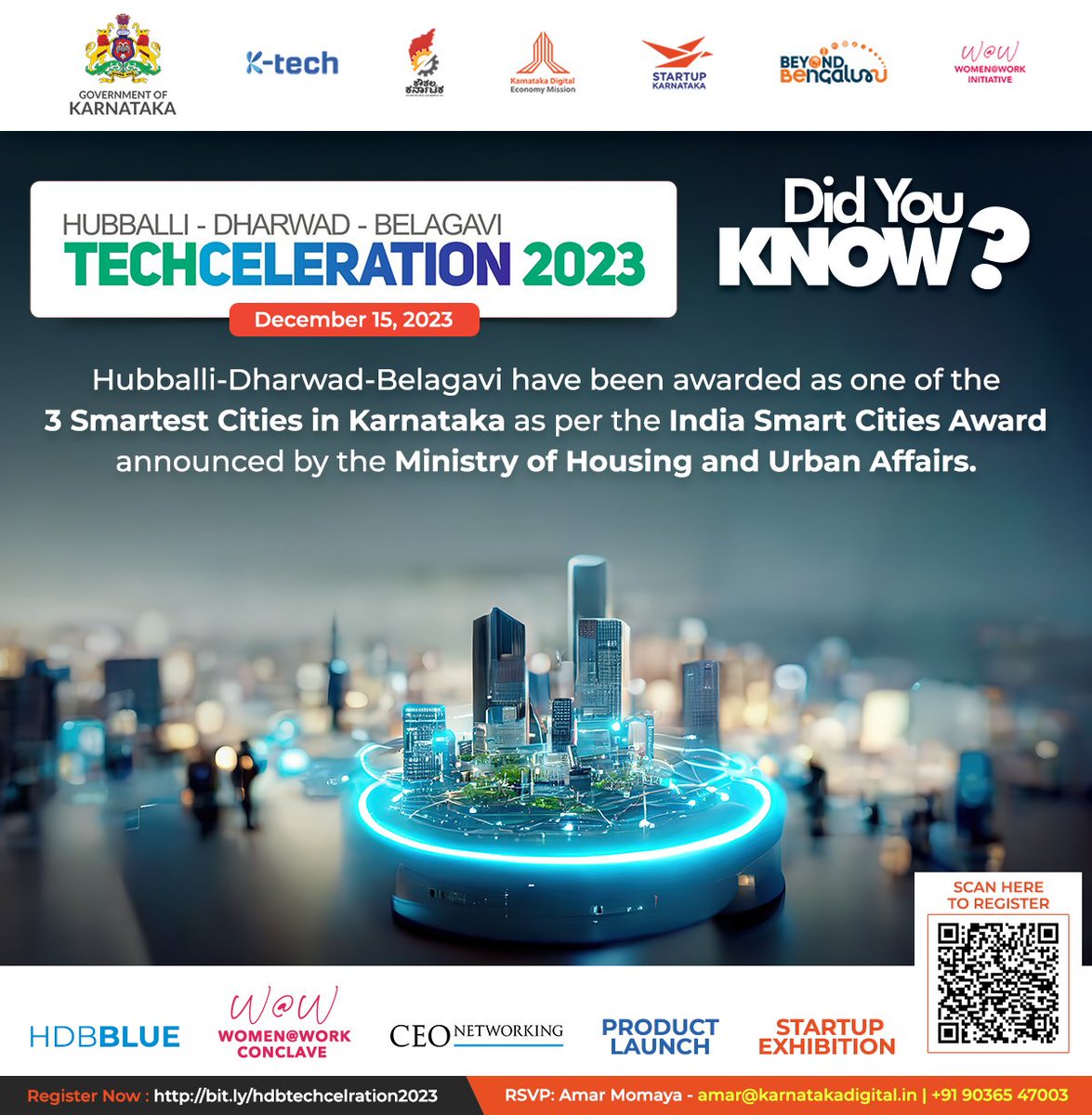 HDB cluster is recognized as a top 3 Smart City in Karnataka by India Smart Cities Award. This accolade attracts investment, talent, and promotes sustainable urban solutions.

Join Techceleration 2023 on Dec 15 for India's tech future.

Register at lnkd.in/gJRxF2nk.