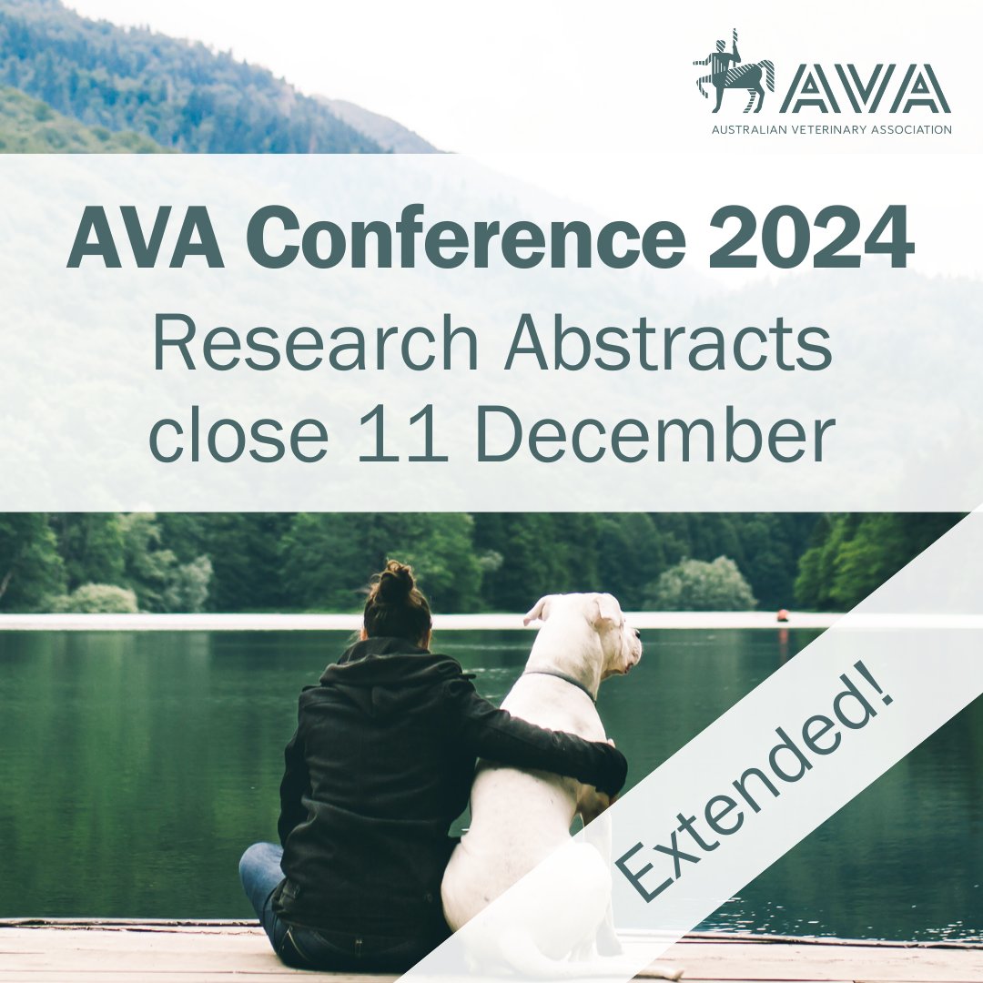 AustVetAssoc's tweet image. Calling all researchers! Our abstract submission date has been extended until 11 Dec 23.
 
Win one of two $5,000 prizes for best research presentation &amp;amp; showcase your research to key industry stakeholders. au.eventscloud.com/website/2585/a…
#veterinaryscience #AVAConference2024 #veterinary