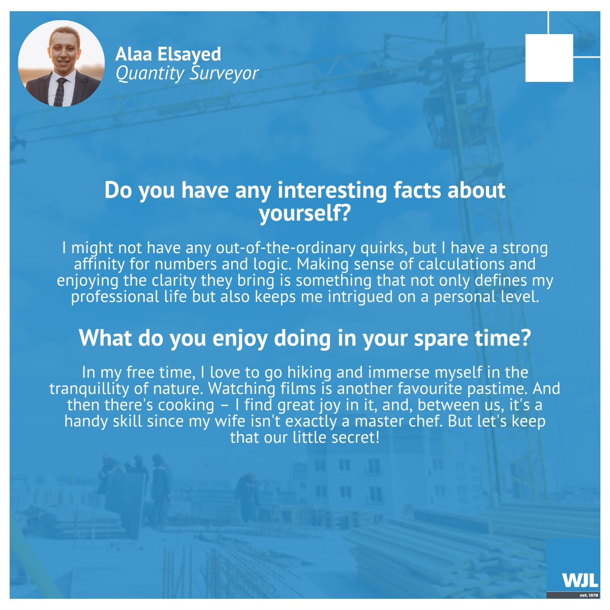Please welcome our new Quantity Surveyor, Alaa Elsayed! 👋

With his BSc in Civil Engineering and his recent MSc in Quantity Surveying and Commercial Management, we are certain that Alaa will excel in his new role.

#QuantitySurveyor #MeetTheTeam