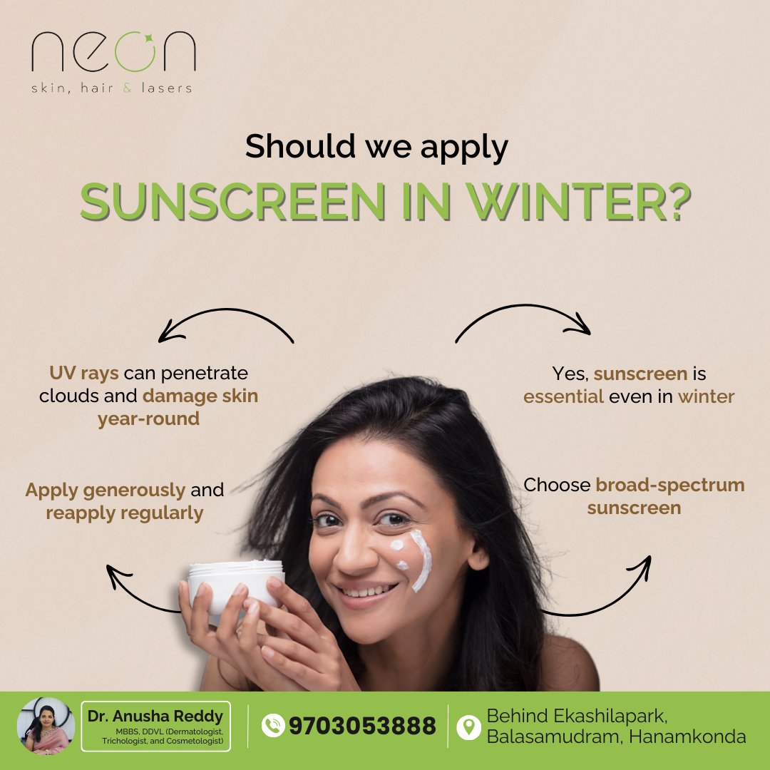 Your winter skincare routine shouldn't be complete without sunscreen☀️❄️
#winterskincare #sunscreenessentials #UVprotection  #skincare #TwitterX #skincareroutine #facial #glowingskin #beautytips #healthyskin #skincaretips #laser #dermatologist #bestdermatologist #skincareclinic