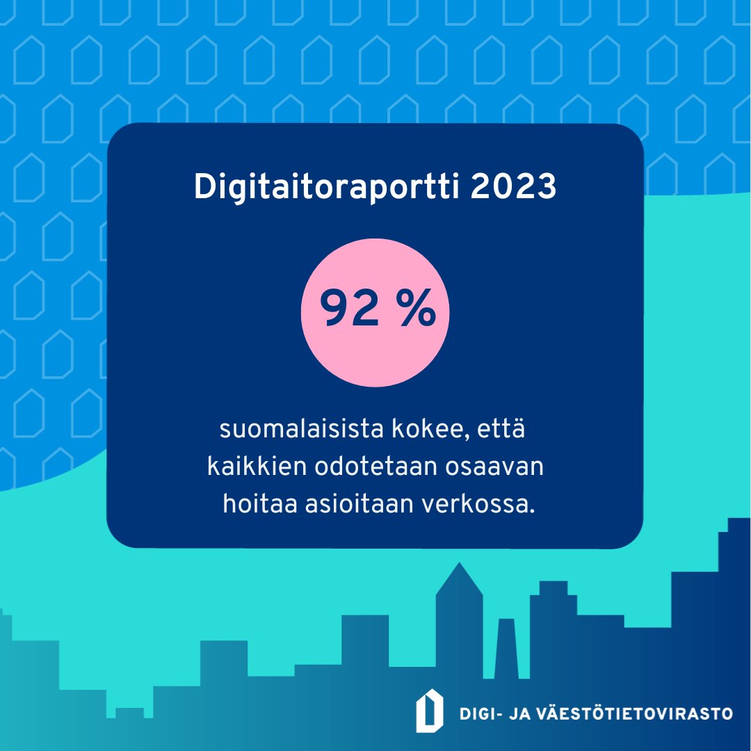 ☝️ 92 % meistä kokee, että kaikkien odotetaan osaavan hoitaa asioitaan verkossa. 

Tule kuulemaan lisää nykydigitaidoistamme #Digitaitoraportti2023 hybridi-tapahtumaan 

📅 15.12.2023 klo 9-11 <a href="/tiedekulma/">Tiedekulma</a> 
👉 ilmoittaudu dvv.fi/digituen-tapah…

#digitaidot
#digituki