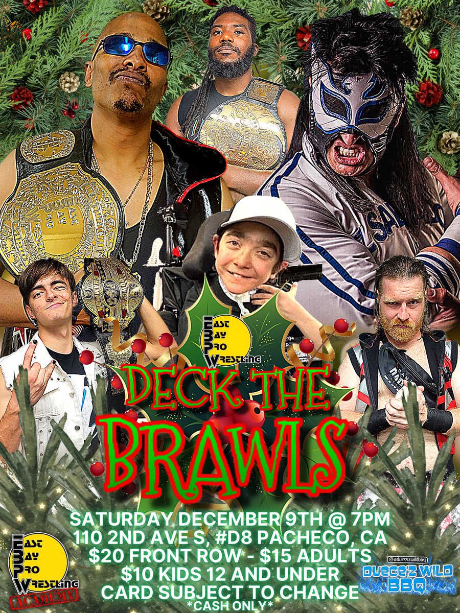 Saturday night #prowrestling!
* EBPW champ <a href="/BoyceLeGrande/">Boyce LeGrande</a>
* EBPW tag champs Downtown Lounge
* PSG champ OC Hayes
* PSG Showcase champ <a href="/AndrewCassPW/">Andrew Cass</a>
* Dante Daring <a href="/d_DanteHume/">Dante Daring</a>
* Kaka Meng <a href="/kakameng4u/">Kaka Meng</a>
* Leon Ikusa
* Lo Devereaux <a href="/imlowerthanlo/">LoDevereauxPro</a>
* Truex
* Young Gunna
* Scoob #bday