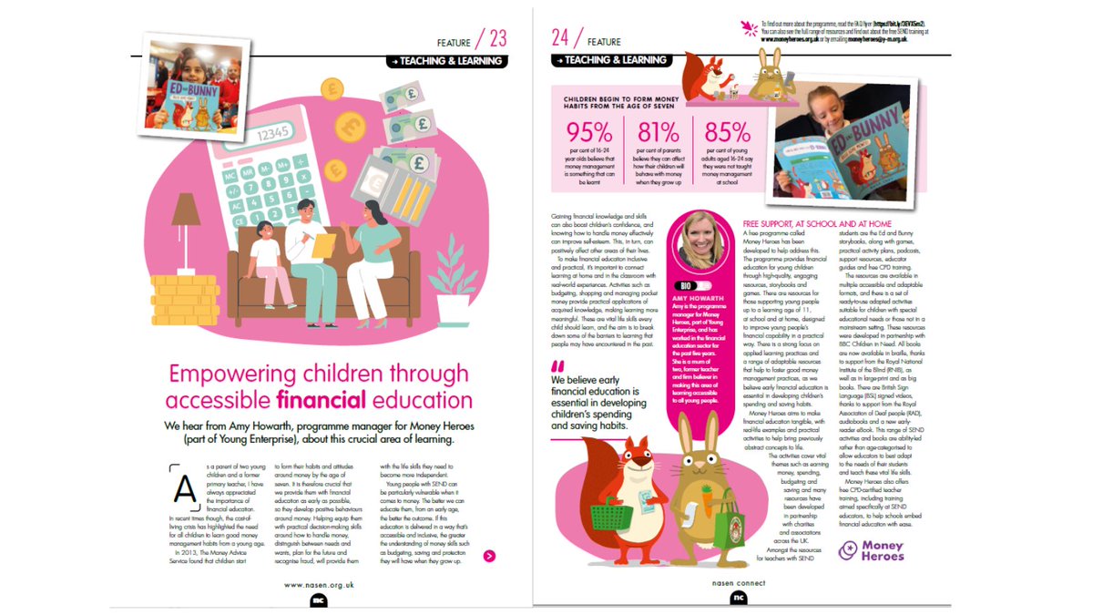 We are so pleased that our #MoneyHeroes programme has been mentioned in the latest edition of  <a href="/nasen_org/">nasen</a> Connect magazine!

You can read the full article here: ow.ly/83cS50Qer8S

Explore the full range of SEND resources available for free here: ow.ly/jRBN50Qer8R