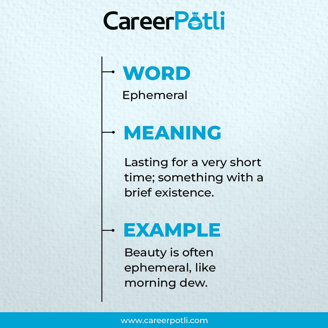 Unlock the richness of language with CareerPotli! Let us find some captivating words and illuminate this space with the brilliance of our collective vocabularies!
#careerpotli #dailyvocabulary #vocabularybuilder  #grammar #generalknowledge #english