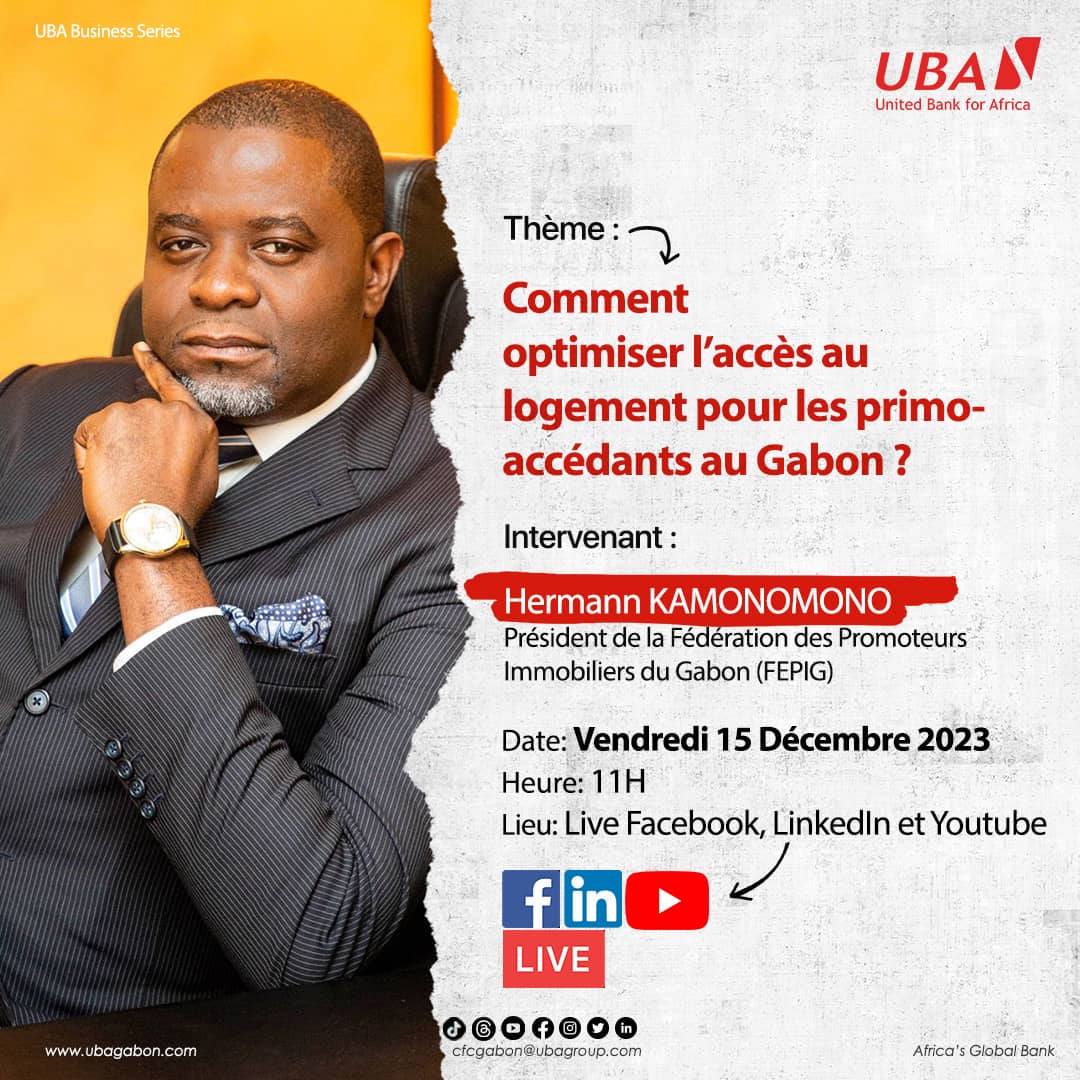Les inscriptions à notre prochaine #UBABusinessSerie sont ouvertes!

forms.office.com/r/DQtaQUfcWM

Ne manquez pas notre prochain #UBABusinessSerie qui portera sur l’accès au logement pour les primo-accédants au Gabon avec en guest Monsieur Hermann KAMONOMONO.