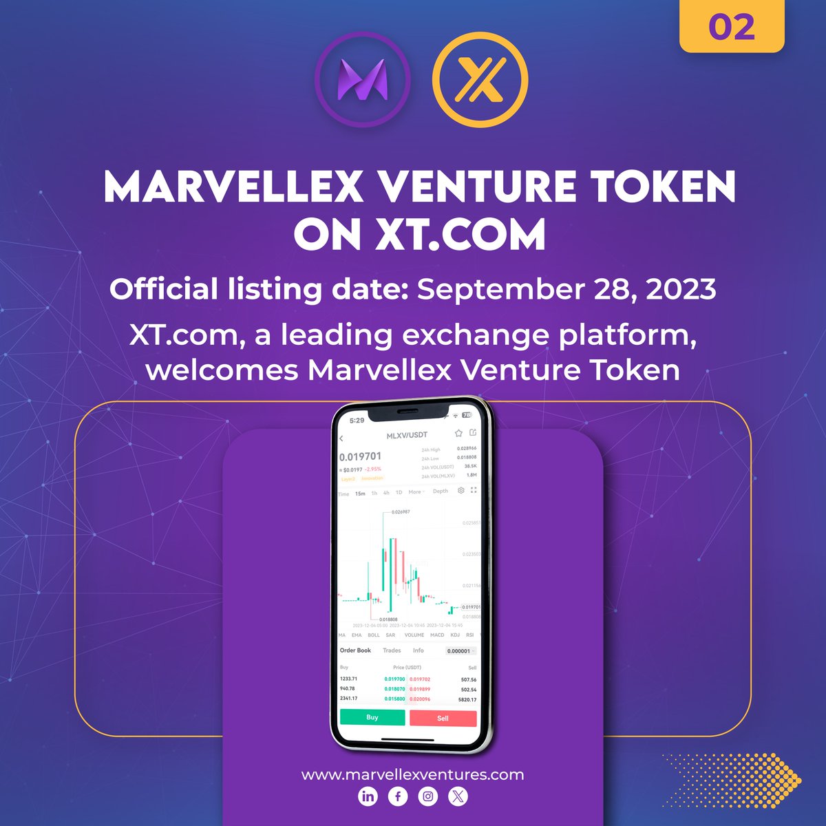 MarvellexP's tweet photo. Stepping into new horizons!
Marvellex Venture Token (MLXV) is now officially listed on https://t.co/XoygkOGcyd and DigiFinex, marking significant milestones in our journey. Exciting times ahead!
#MLXVListing #XTexchange #DigiFinex #BlockchainSuccess https://t.co/7I8zLArNMC