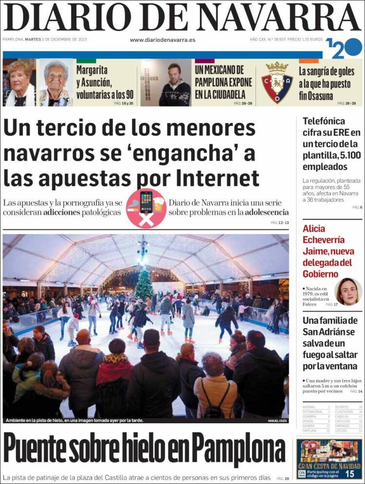 Egunon/Buenos días.
Las portadas de nuestris asociados de hoy.
<a href="/MendiJavier/">javier bergasa mendi</a> para <a href="/NoticiasNavarra/">Diario de Noticias</a> y <a href="/Migueloses91/">MOsés</a> para <a href="/DiariodeNavarra/">Diario de Navarra</a>